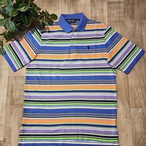 Polo Golf Ralph Lauren Striped Cotton Mesh Polo Shirt Size Medium